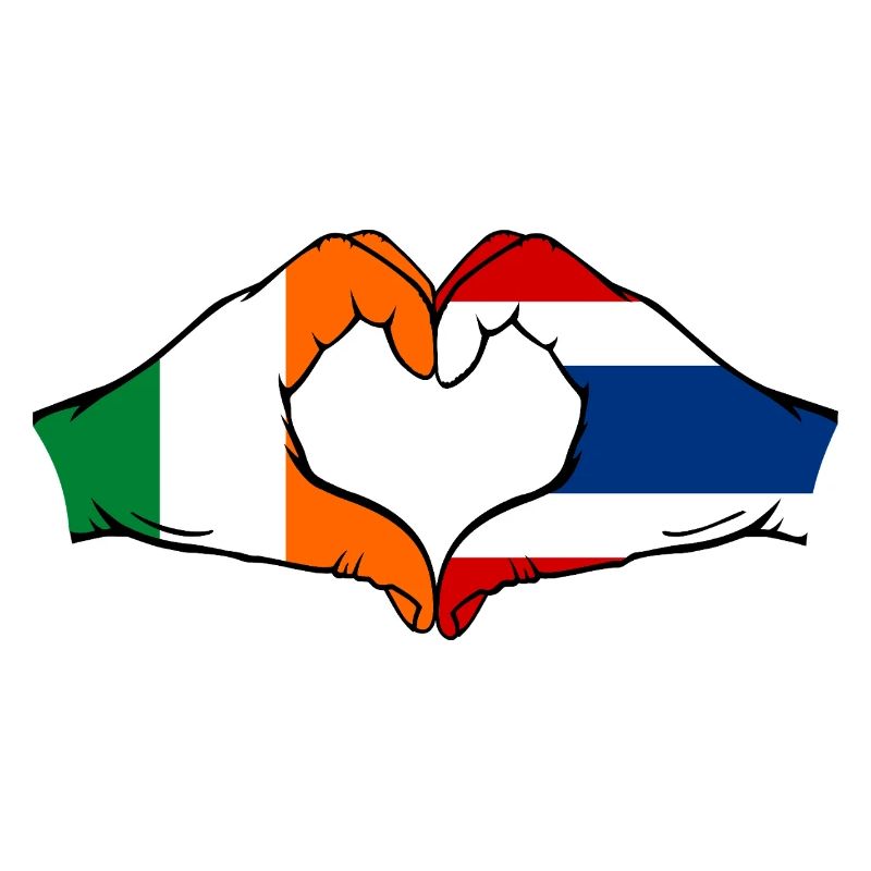 Irlande Thaïlande drapeau mains forme coeur