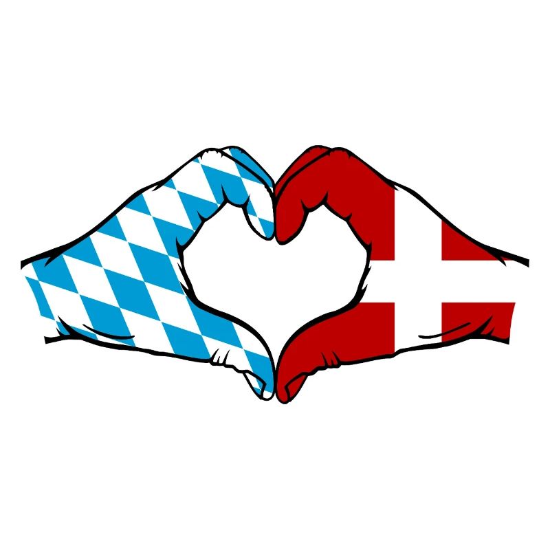 Bavière, Danemark, Drapeau, Mains, Coeur