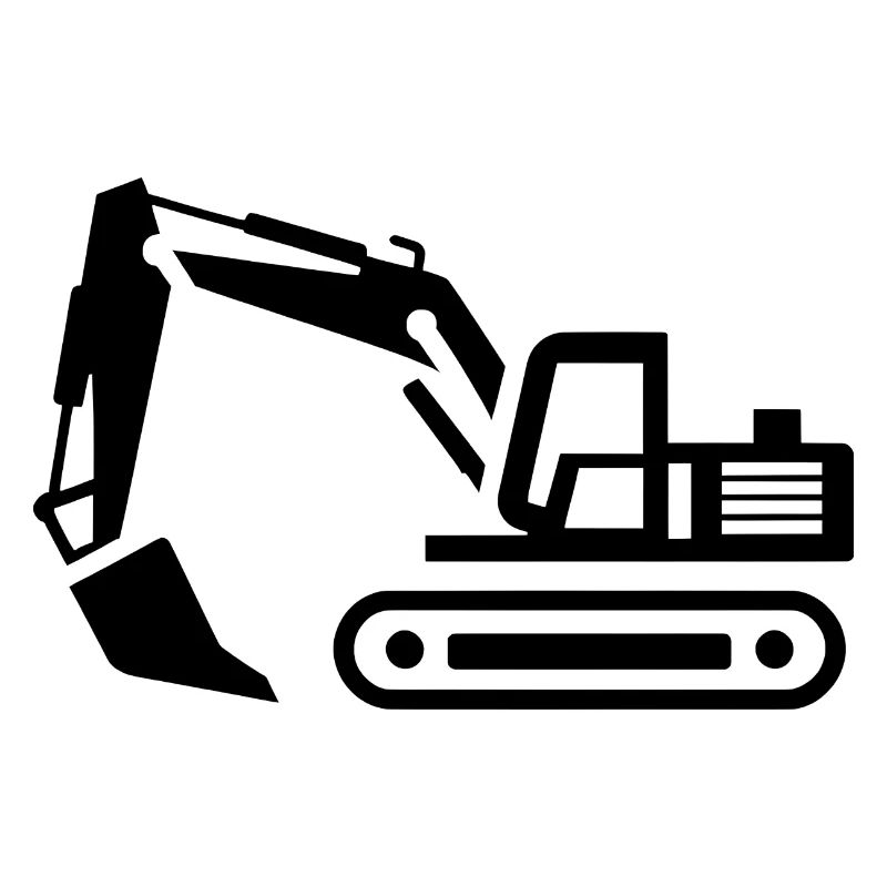 Excavator Contours: Silhouette of a Construction Equipment Operator
