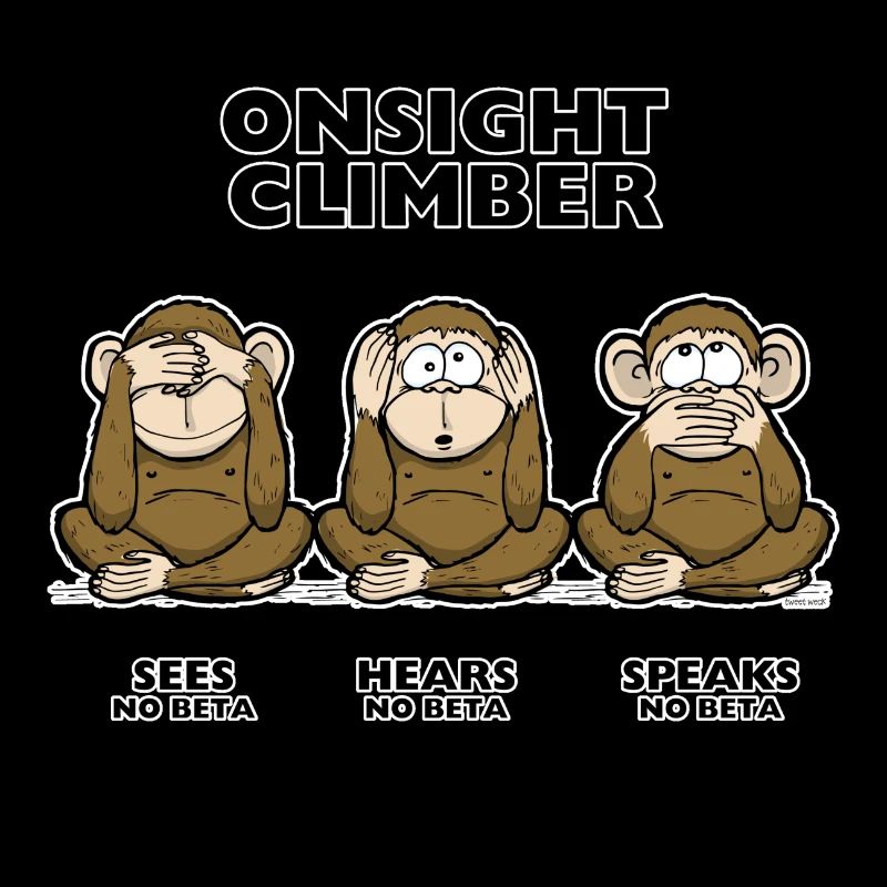 On Sight climber three wise monkey climbing t-shirt