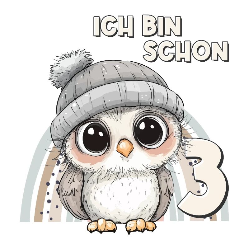 3. Geburtstag Eule Regenbogen Süß Niedlich