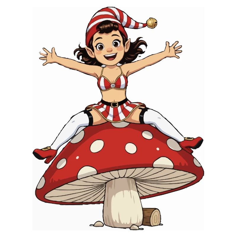 Fille lutin sous champignon