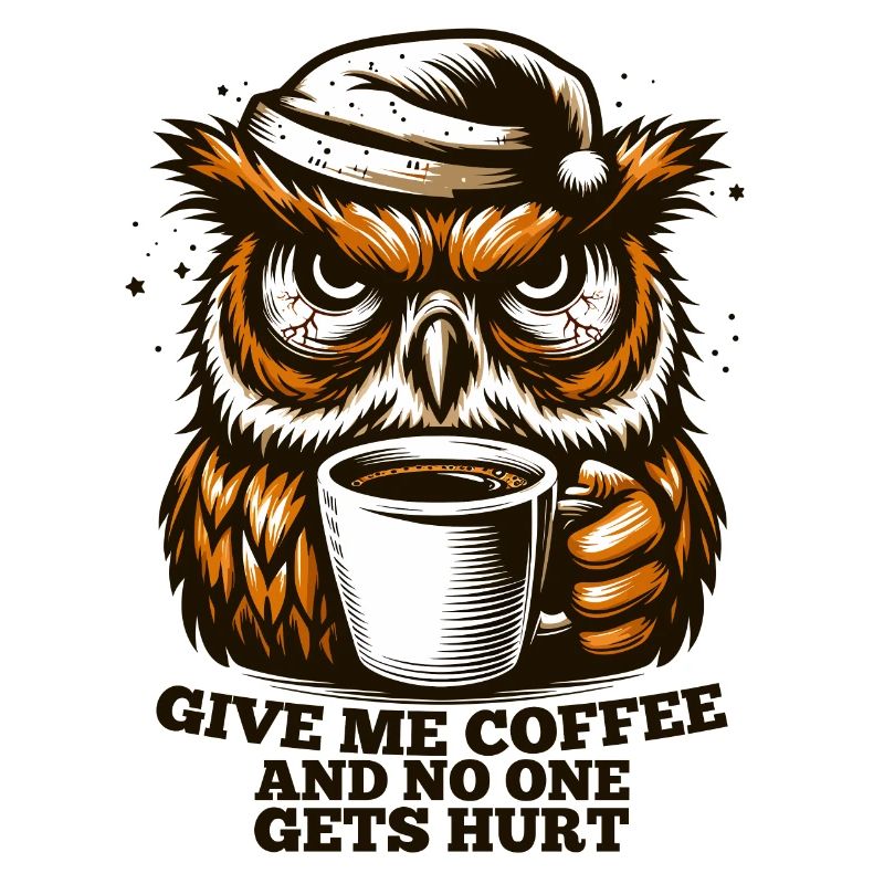 Eule Kaffee müde Geschenk