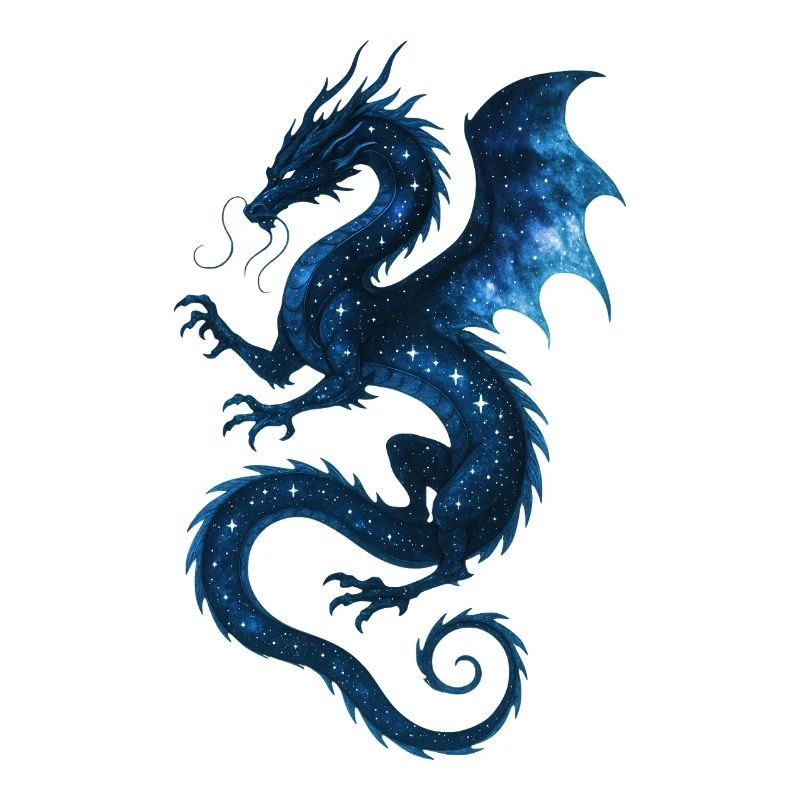 Celestial Dragon – Starry Cosmic Beast Illustratio