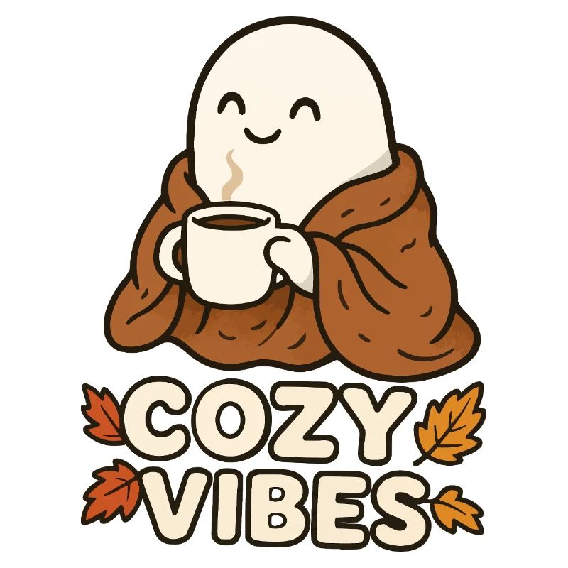 Cozy Vibes Ghost with Mug