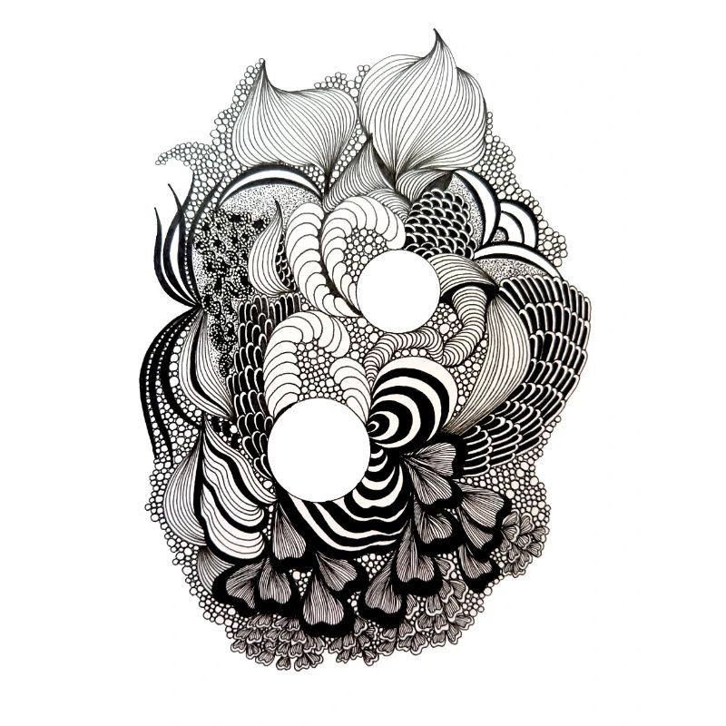 Black and White Flower Ring Pattern