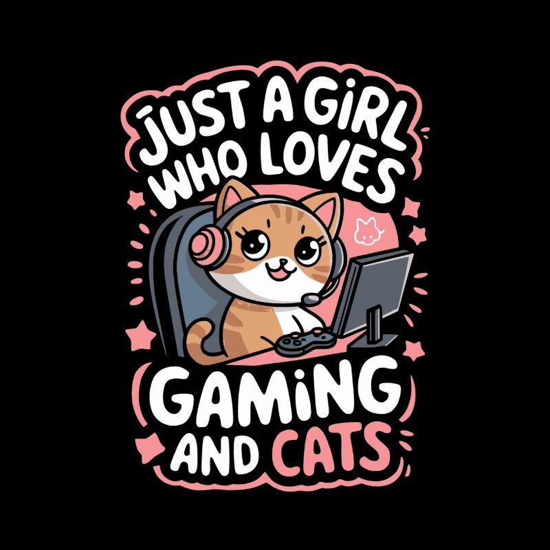 Gaming Computer Console Girl Cat