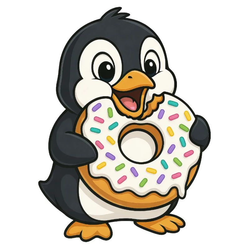 Pingouin mignon avec beignet Dessert Snacking