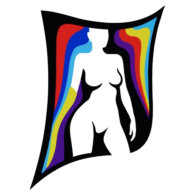 Shadow Figure with Rainbow Wings