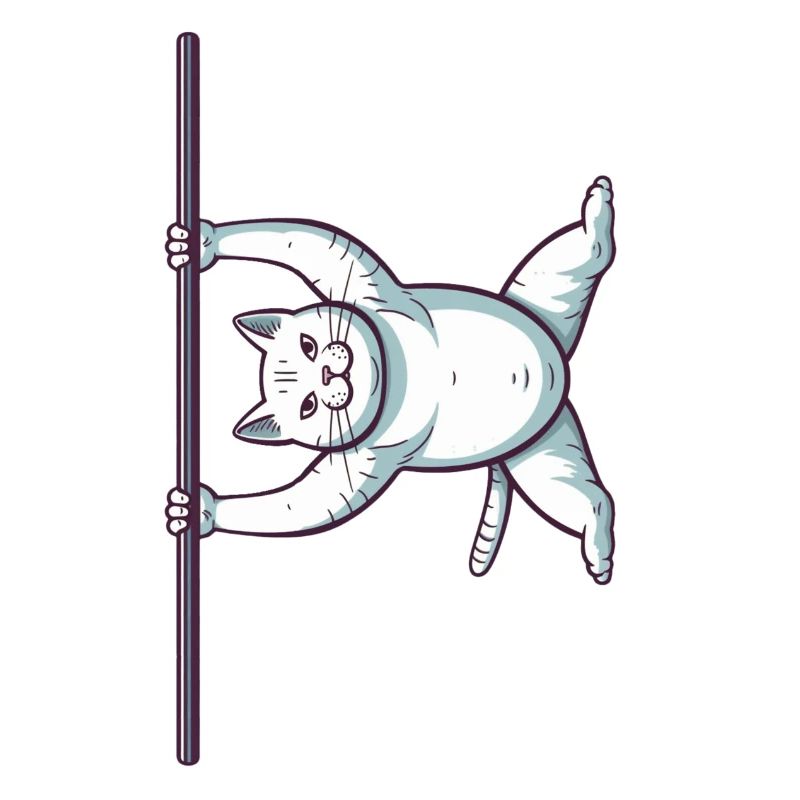 Weiße Comic Katze im Iron X