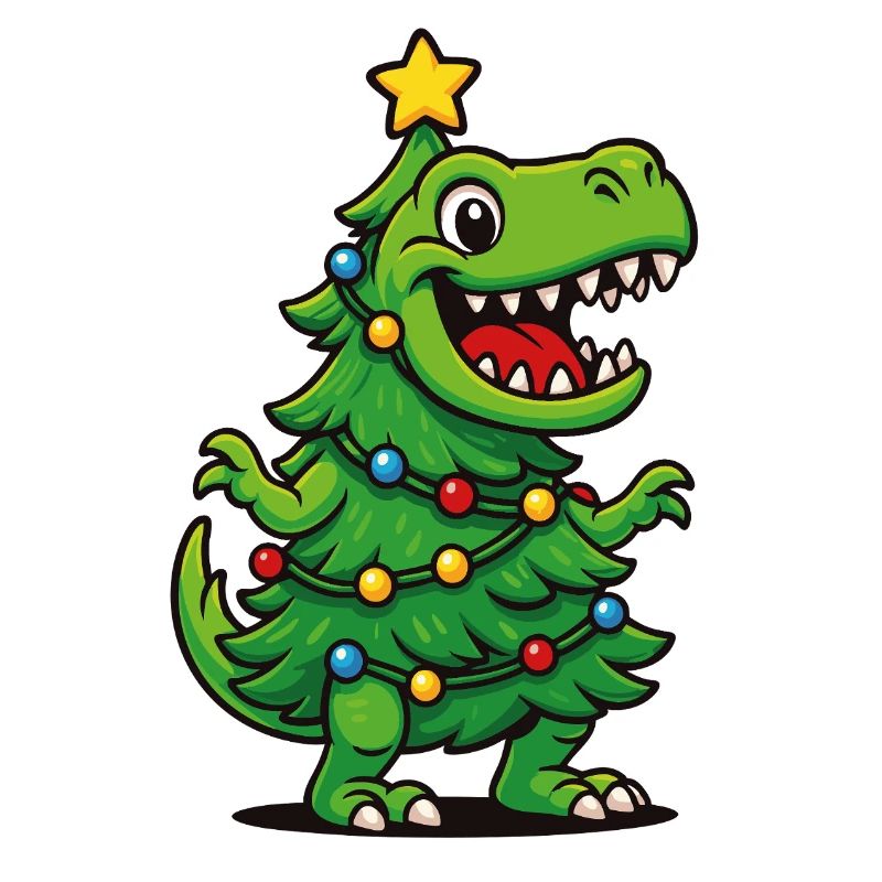 Tree-Rex – Retro Christmas Pun T-Rex Dino