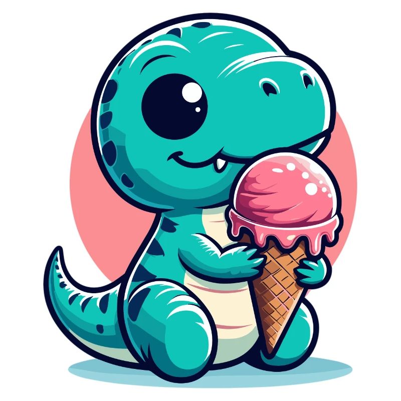 Süßer T-Rex mit Eis Dinosaurier Geschenk