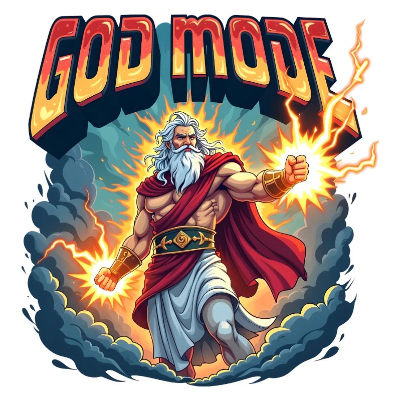 God Mode - Zeus throws lightning in the clouds