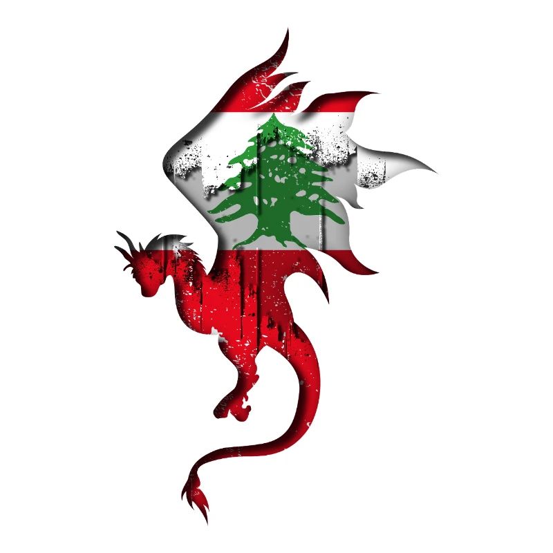 Drapeau du Liban - Liban - Silhouette de dragon