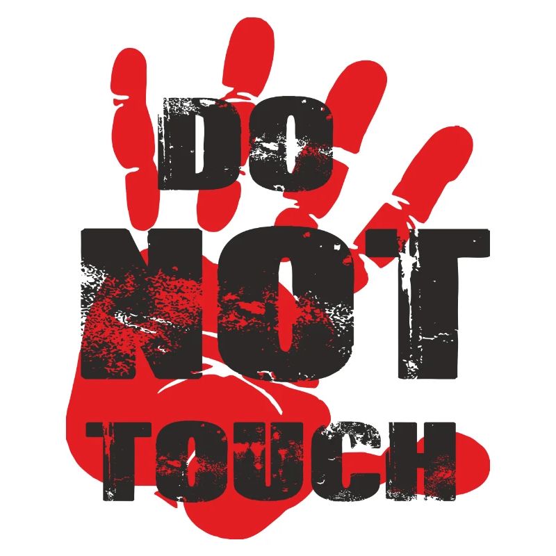 red hand, stop, do not touch