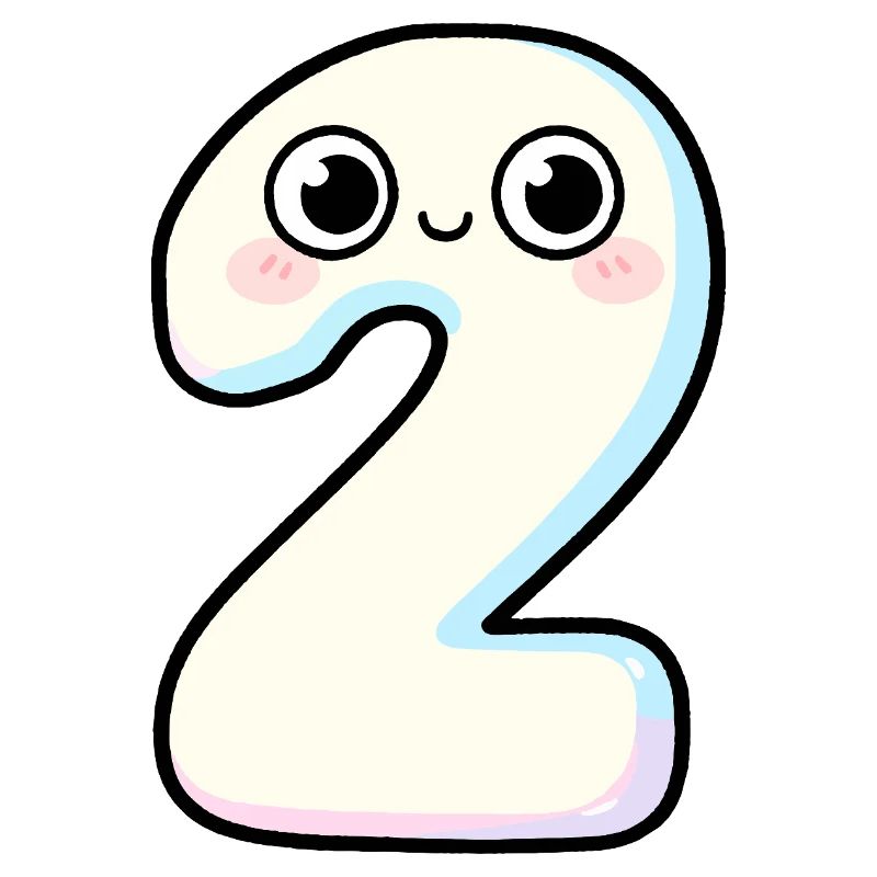 Nummer 2 Kawaii Pastel lächelt