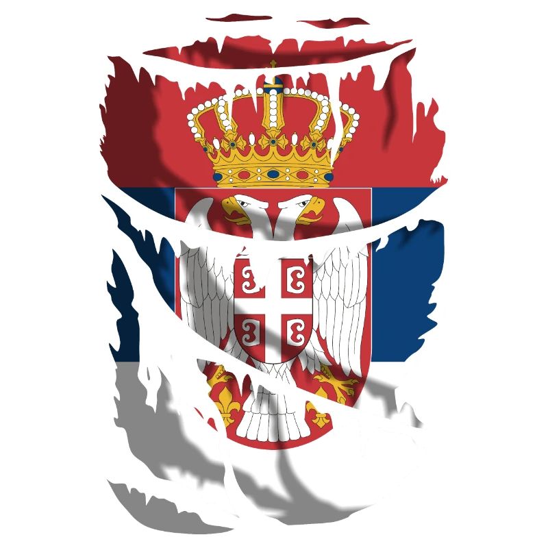 Flagge Serbiens, zerbrochener oder zerrissener Stoffeffekt