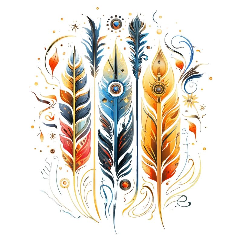 Feathers, Boho, Ethnic, Style, Pattern Tribal Indians