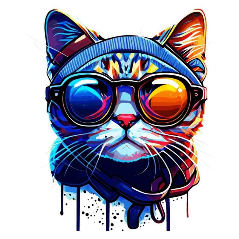 Coole bunte Hipster Katze mit Sonnenbrille Vector
