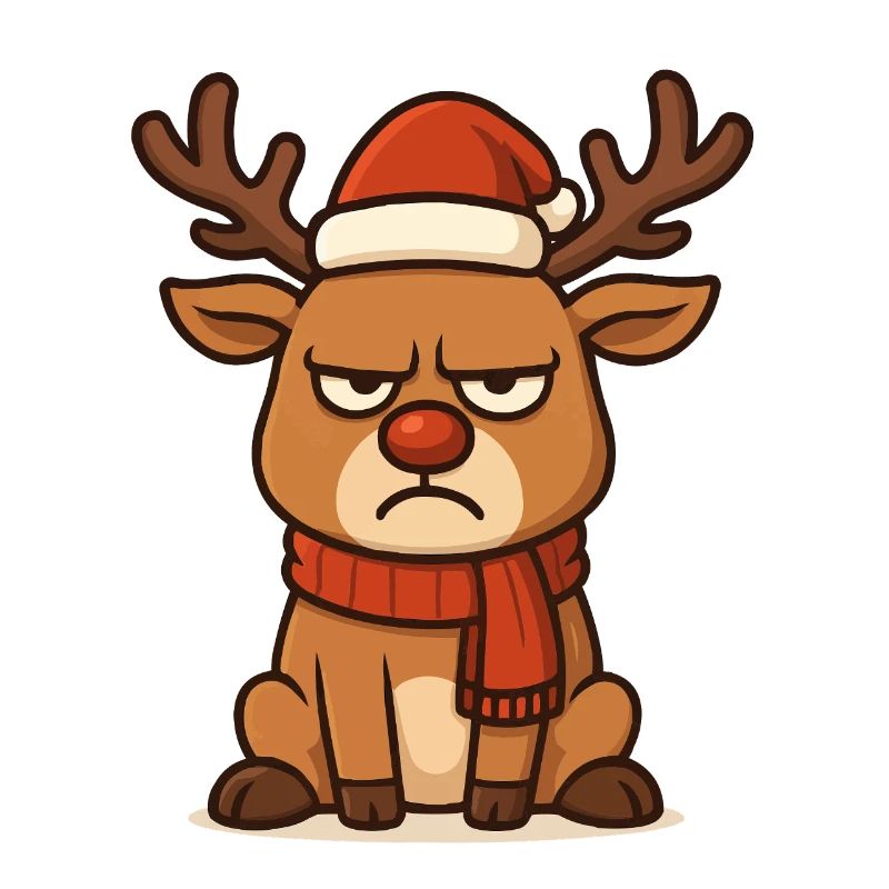 Grim Reindeer with Christmas Scarf