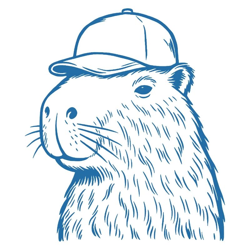Capybara mit Baseballkappe