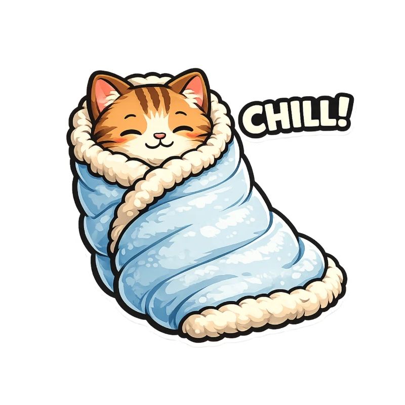 Cuddly cat in winter blanket