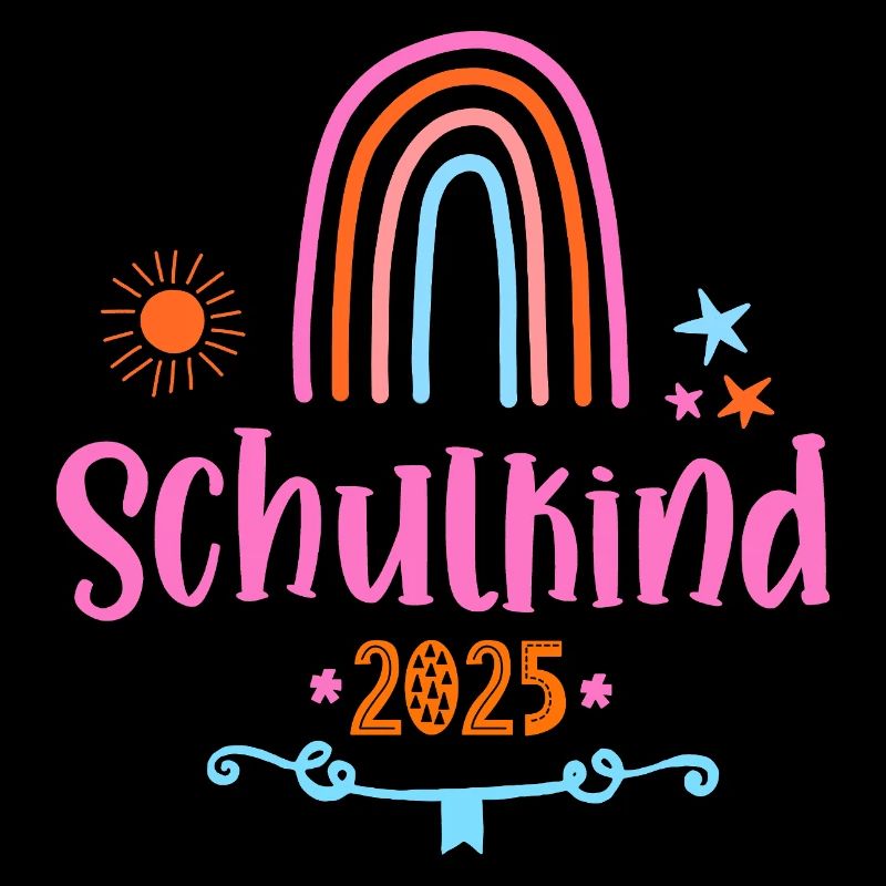 Schulkind 2025 Einschulung Mädchen rosa Regenbogen