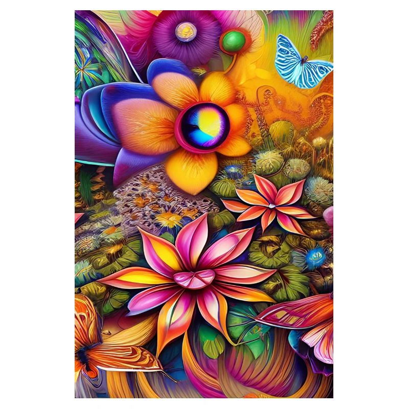 Fleurs et papillon