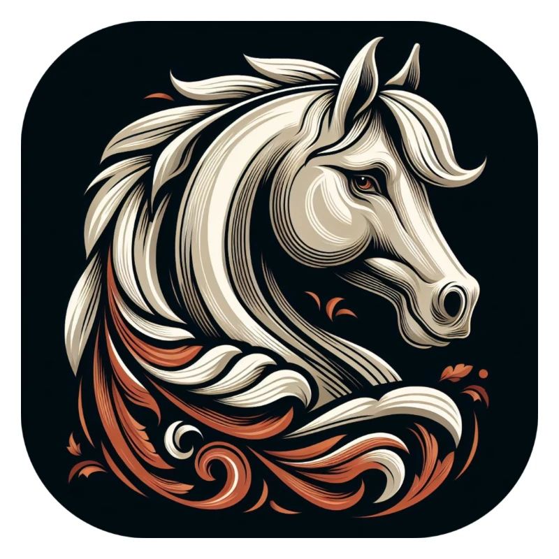 Tête de cheval Noir Blanc Brun