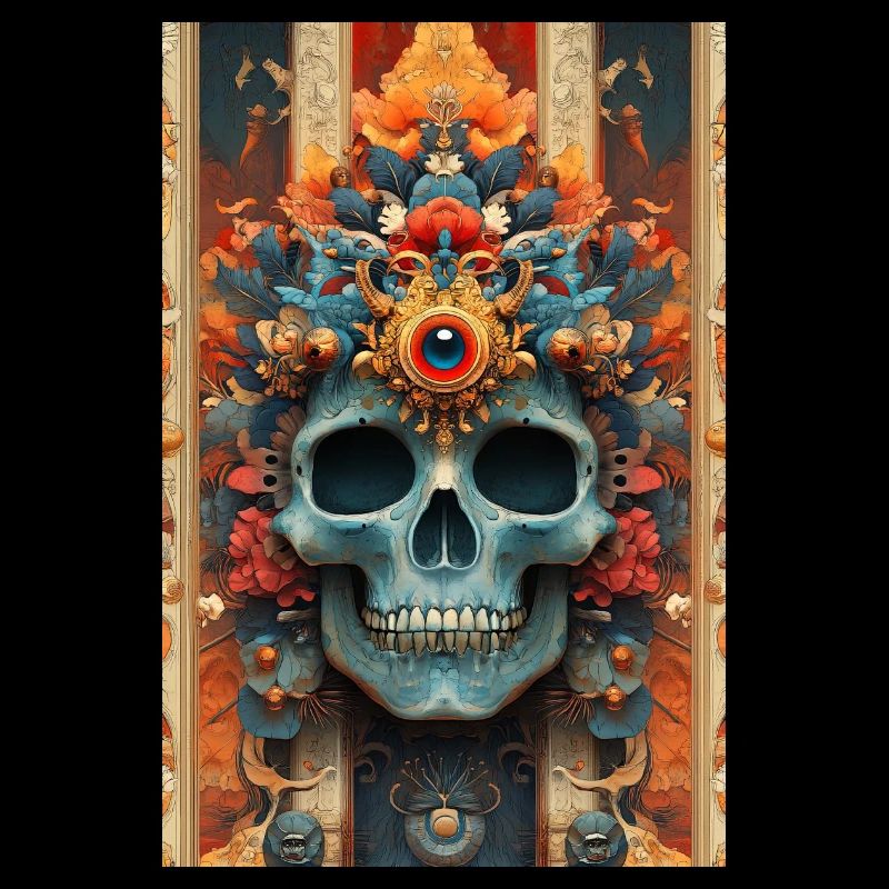 Flower Crown Skull with Third Eye