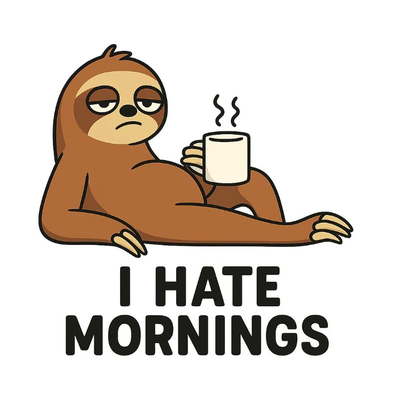 Faultier mit Kaffeetasse