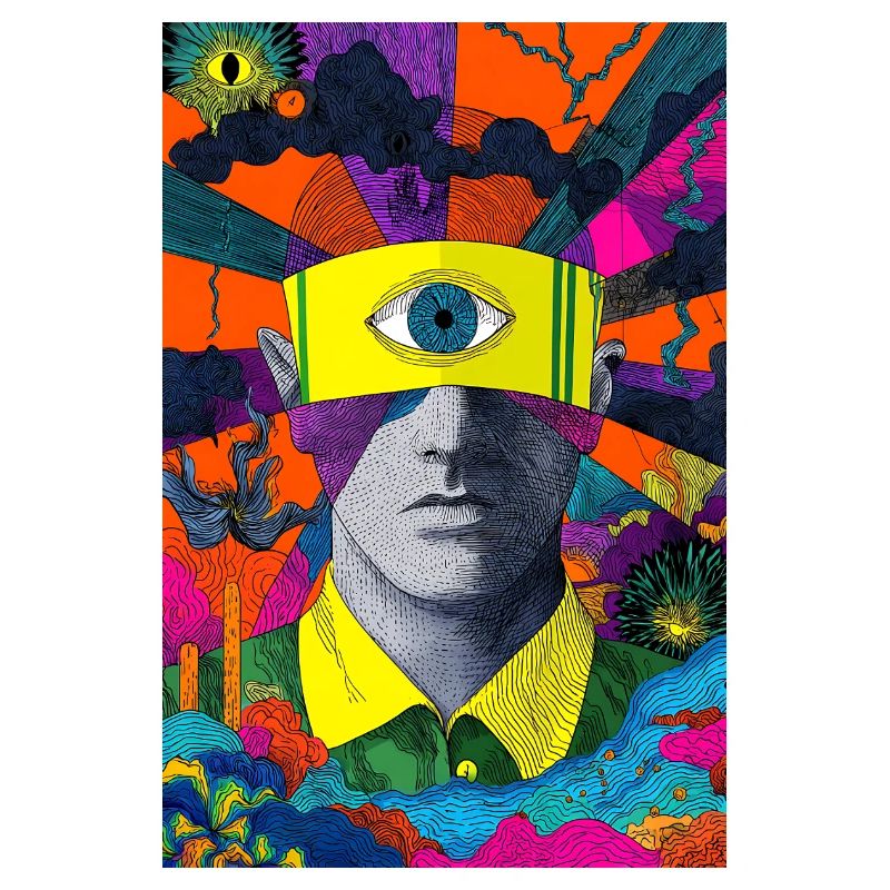 Visionary face with hypnotic eye