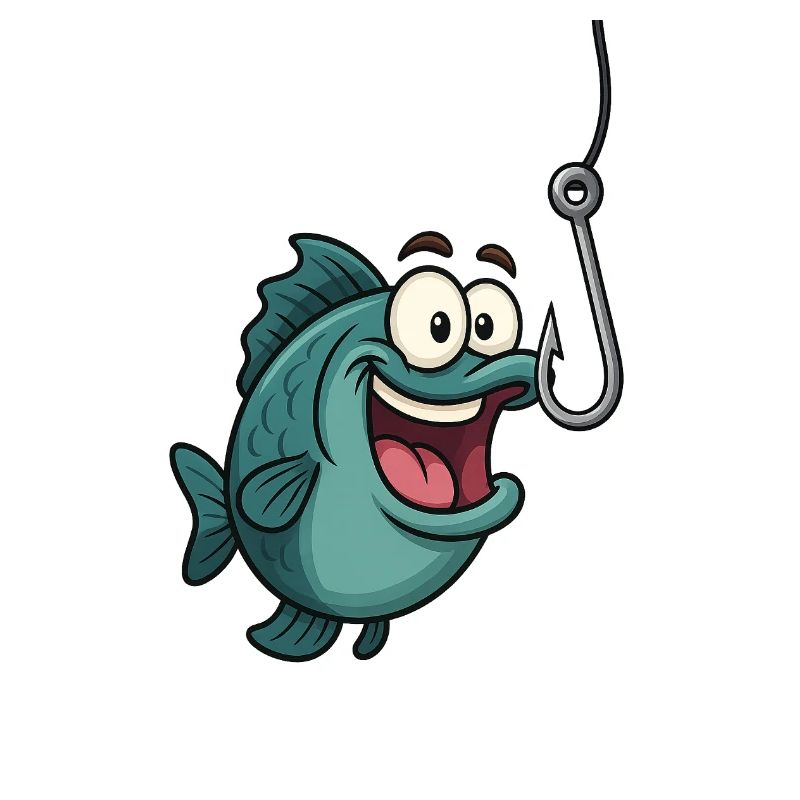 Cartoon fish with hook