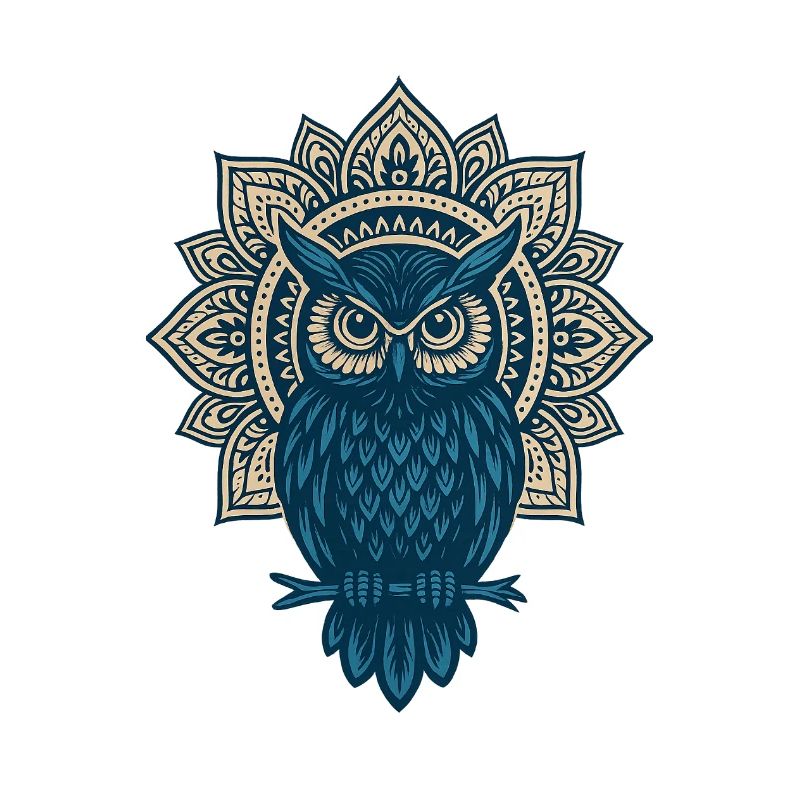 Blauer Eulen Mandala