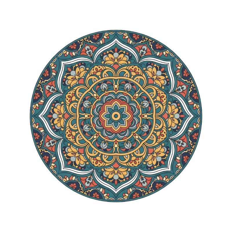 Mandala Circle Pattern in Blue Gold