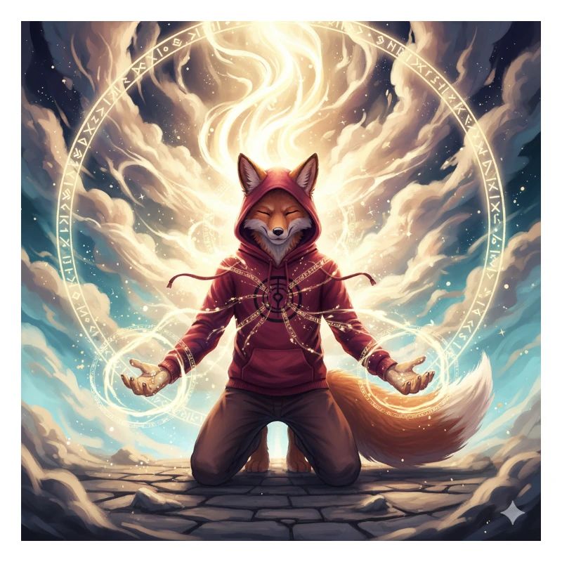 Fox in the Magic Circle Pullover Hoodie