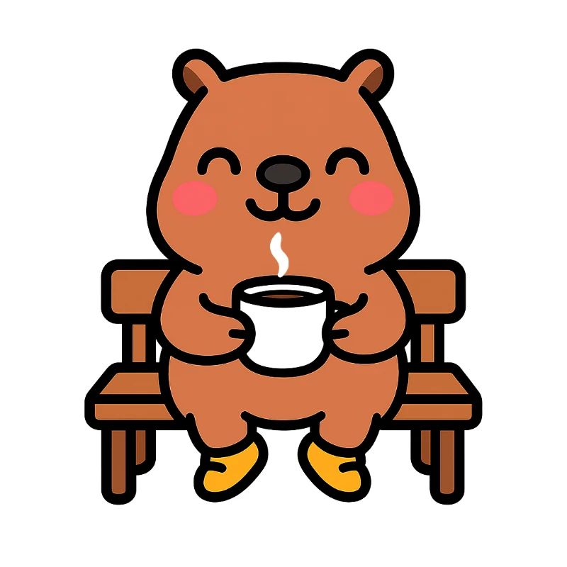 Capybara on a coffee bench