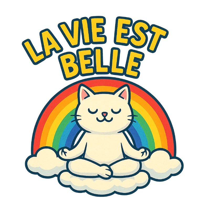 Rainbow Zen Cat Life Is Beautiful