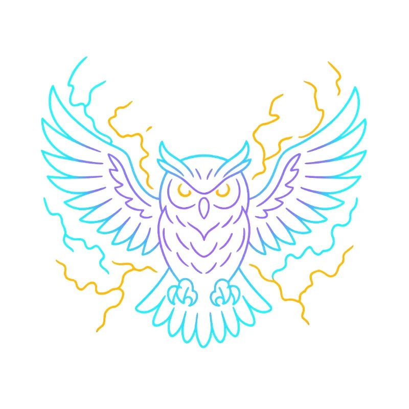 Neon-Eule mit Blitzen