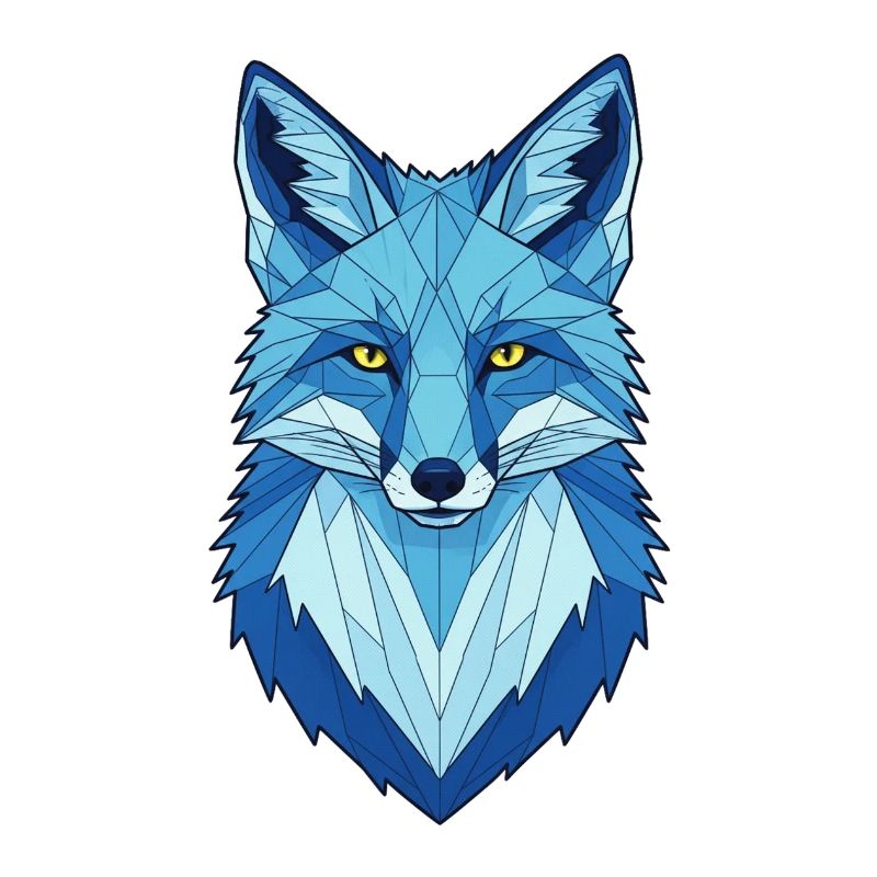Blue Geometric Wolf Head