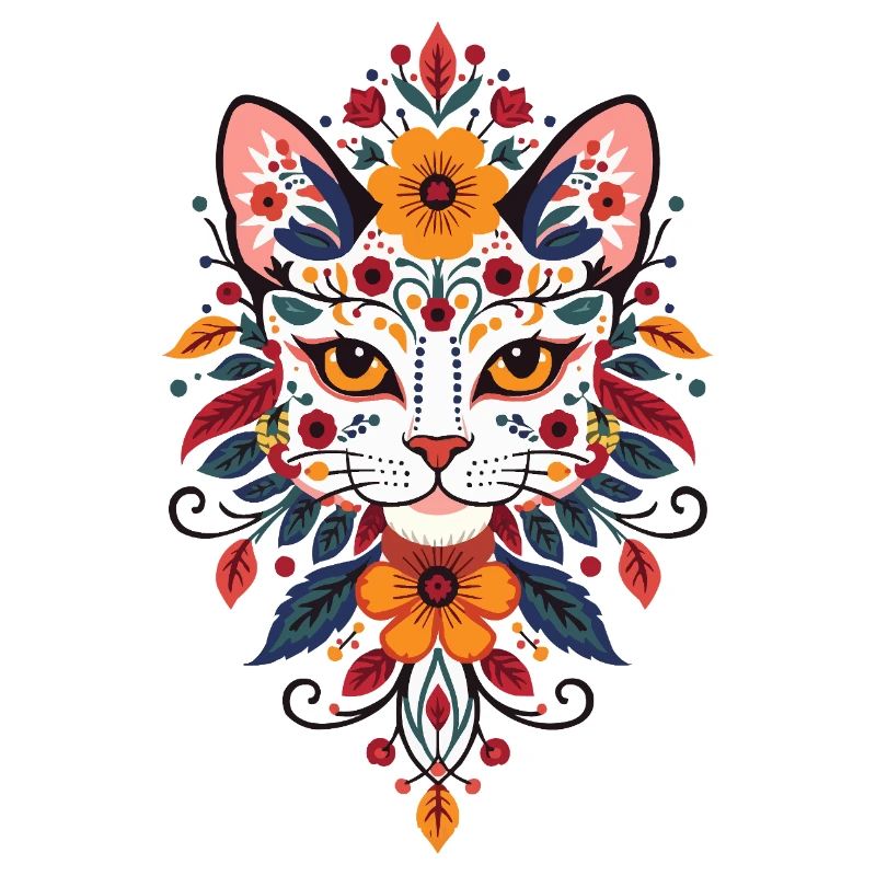 Style floral du chat fleuri