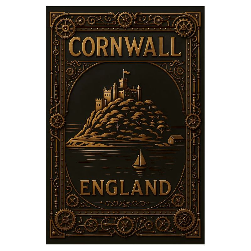 Cornwall Angleterre – Affiche de voyage Steampunk