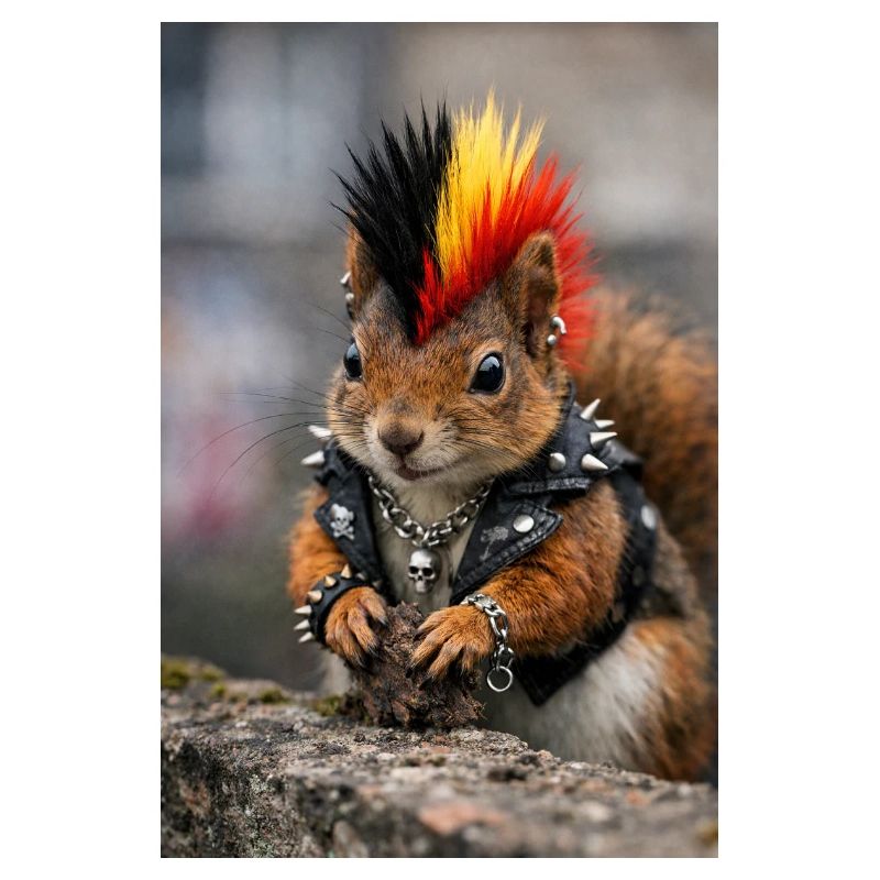 Punk Eichhörnchen mit Lederweste
