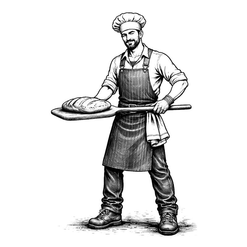 Baker Vintage Illustration Black and White