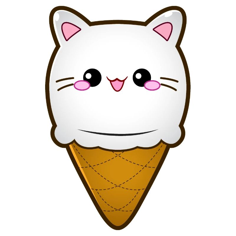 Crème glacée Chat Crème glacée Chat glace Boule de crème glacée à la vanille
