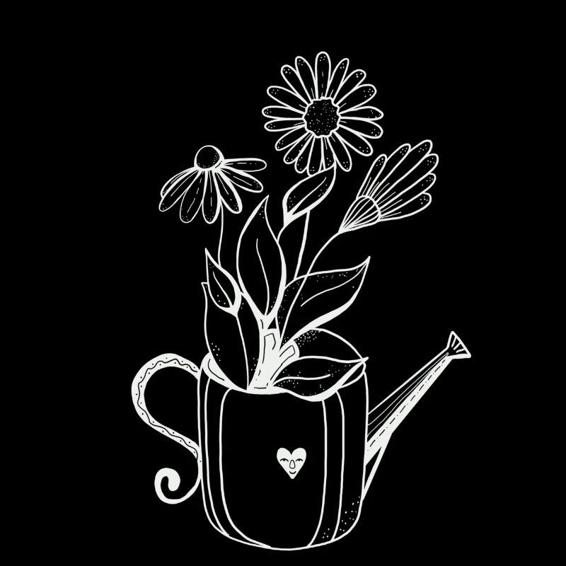 Arrosoir avec fleurs