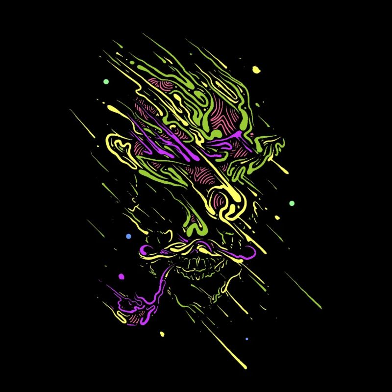 Glowing graffiti neon skull