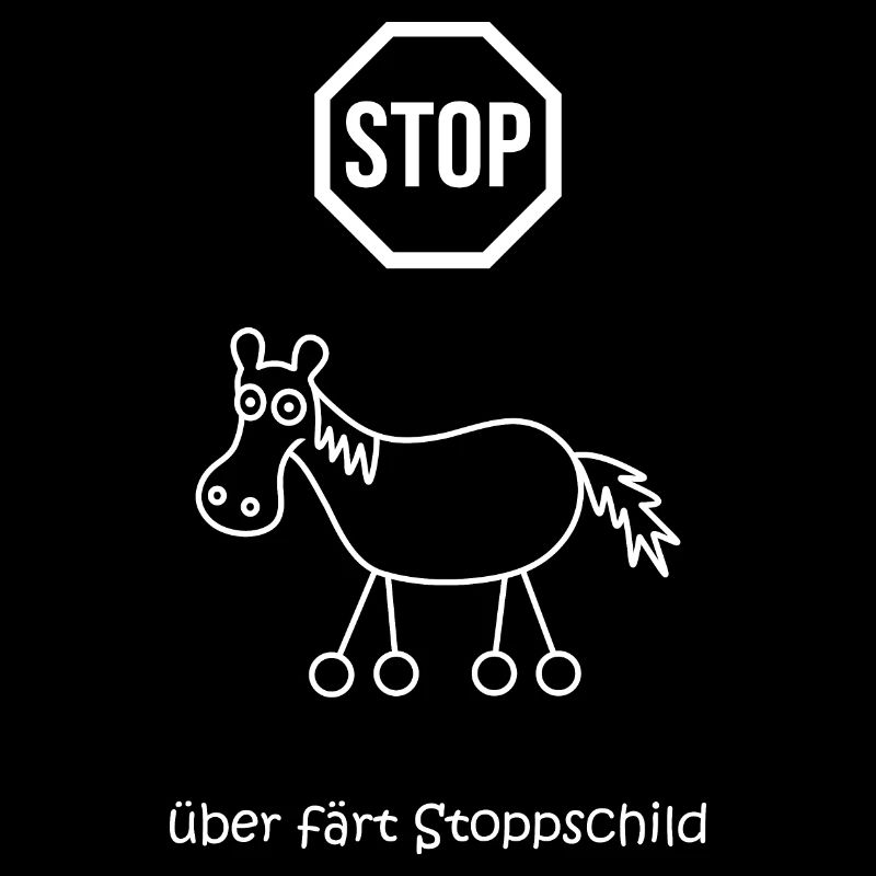 überfährt stoppschild, Stopptafel Pferd mit Rädern