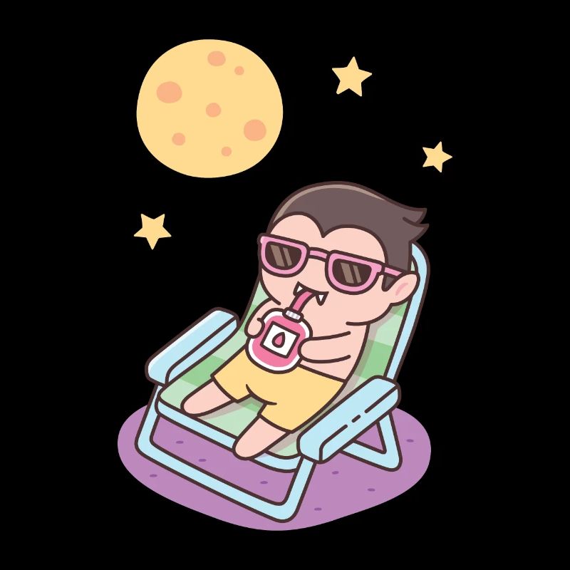Cute Vampire Chilling And Enjoying Moon Bath