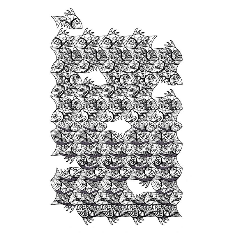 Repeated monochrome fish